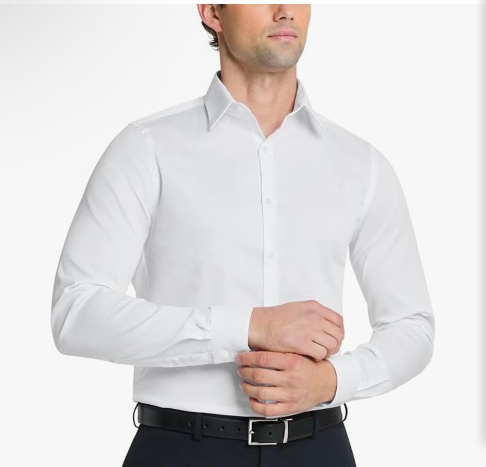 NEW Van Heusen Slim Fit Stretch Dress Shirt White Long Sleeve Solid Size XL
